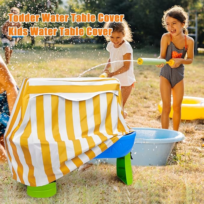 Kids Water Table Cover for Step 2 Rain Showers Splash Pond Water Table, Outdoor Waterproof Anti-UV Kids Water Play Table Cover (Yellow)