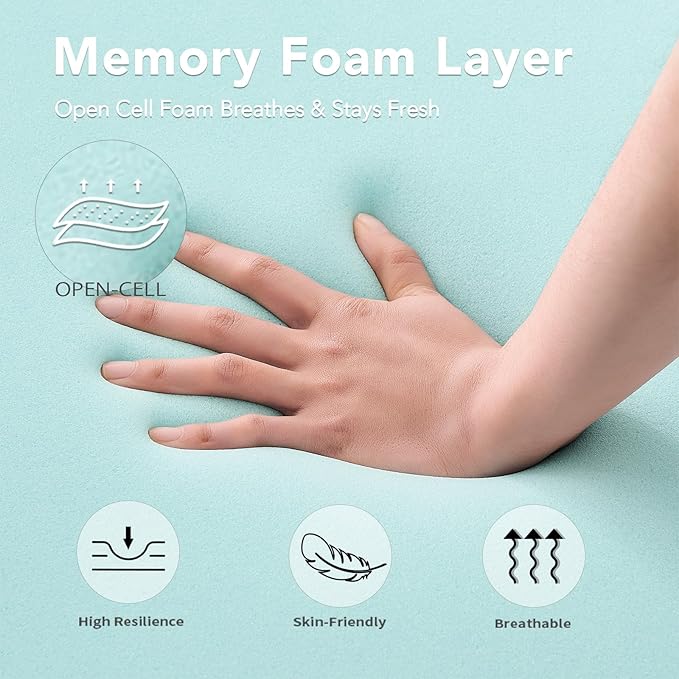 8 Inch Queen Memory Foam Mattress- CertiPUR-US Certified Foam Mattress in a Box -Medium Firm Support for Pressure Relief with Washable Bamboo Fiber Cover for Kid Single Bunk Trundle Bed