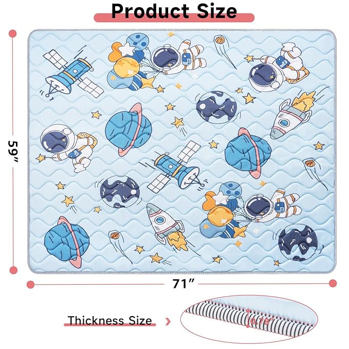Baby Play Mat 71’’ x 59’’ Soft Baby Floor Mat Thicker Foam Play Mat for Babies，Toddlers, Foldable Baby Playpen Mat Crawling Mat，Space Design