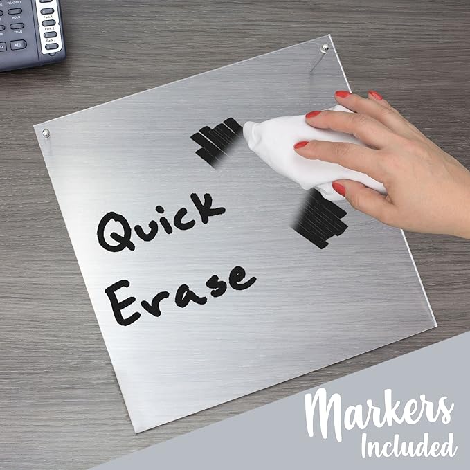 Desk Dry Erase Board with Erasable Marker | White, Black, Clear Acrylic Whiteboard Surface | Angled Writing Tablet | Personal Organizer with Daily Schedules | Weekly to-Do Lists (Clear - 12x12)