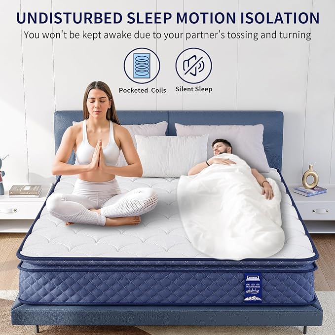 Full Mattress 12 Inch, Memory Foam Mattress with Pocket Spring, Soft & Comfortable Medium Plush, Motion Isolation, Pressure Relief, CertiPUR-US Certified (75"*54"*12")
