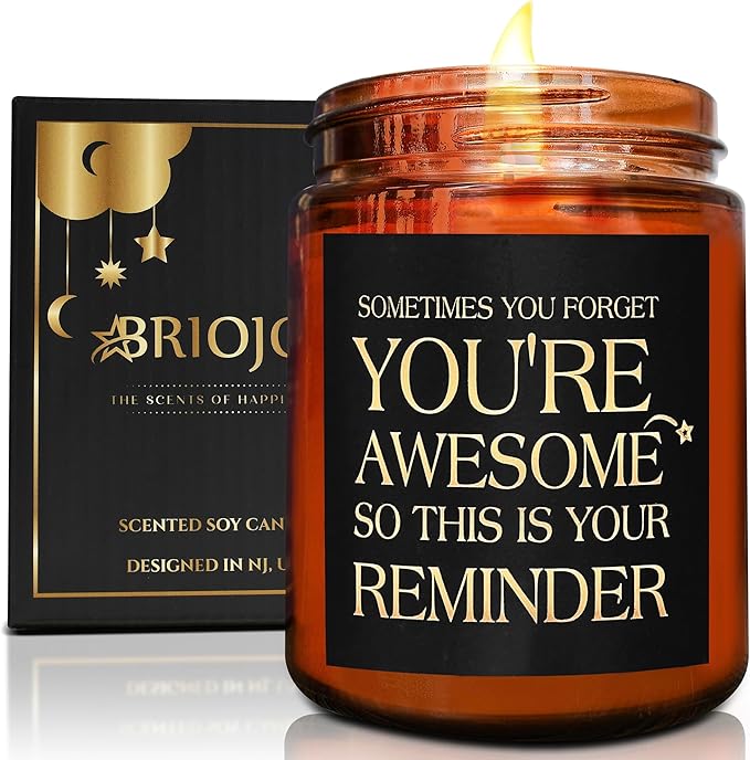 Birthday Gifts for Women, Men - You're Awesome Soy Jar Candles - Unique Thank You, Friendship Gifts for Her, Best Friend, Sister, Girlfriend - Relaxing Stress Relief Scented Candle for Home