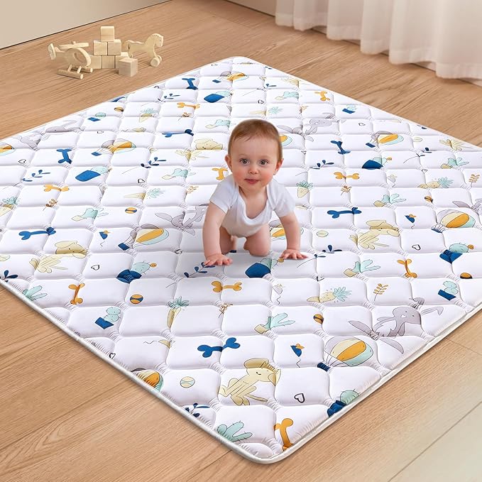 Lilyvibebearhappy Premium Foam Baby Play Mat 47" X 47", Thicken One-Piece Crawling Mat, Non-Slip Cushioned Baby Playmats for Infants, Babies, Toddlers - Machine Washable for Easy Care