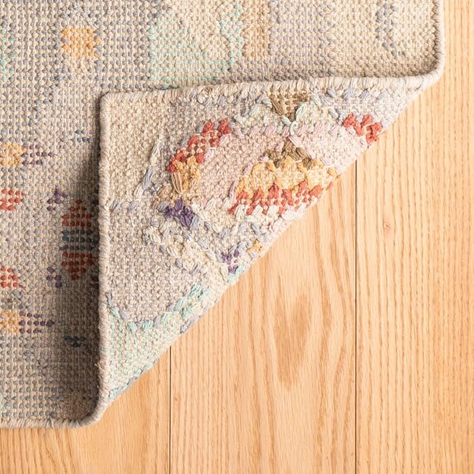 Dash and Albert Chapel Hill Cotton Area Rug - 3' x 5' Multicolor Geometric Hand Loom Knotted Accent Rug - Durable, Low Pile, High Traffic Living Room, Hallway