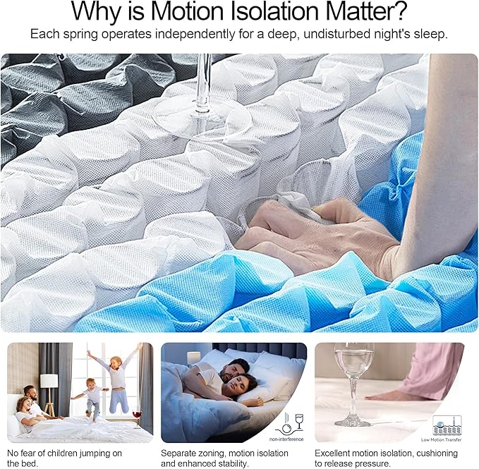 Queen Mattress, 10-in Deluxe Hybrid Mattresses, Memory Foam Mattress in a Box, Individual Pocket Spring-Motion Isolation-Medium Firm-Extra Edge Support, CertiPUR-US, 365 Nights Trial
