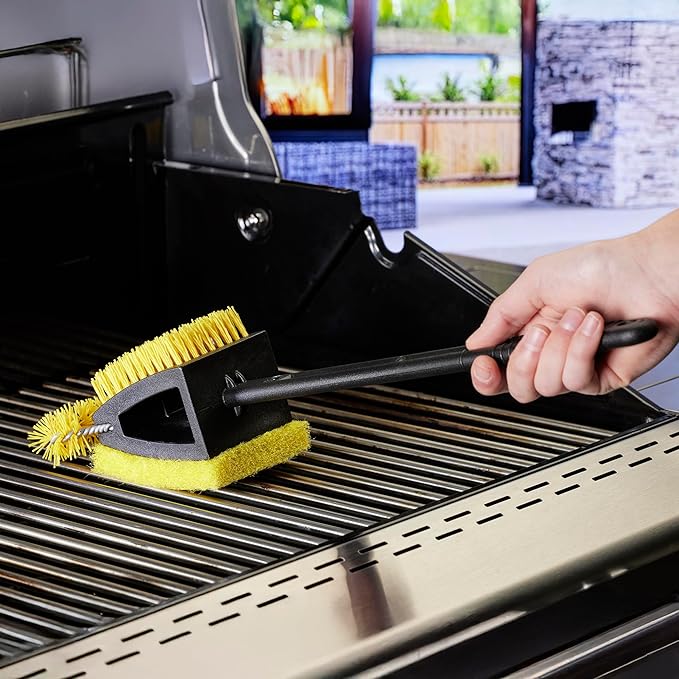Mr. Bar-B-Q XL Triple Action Grill Brush Powered by Scrub Daddy