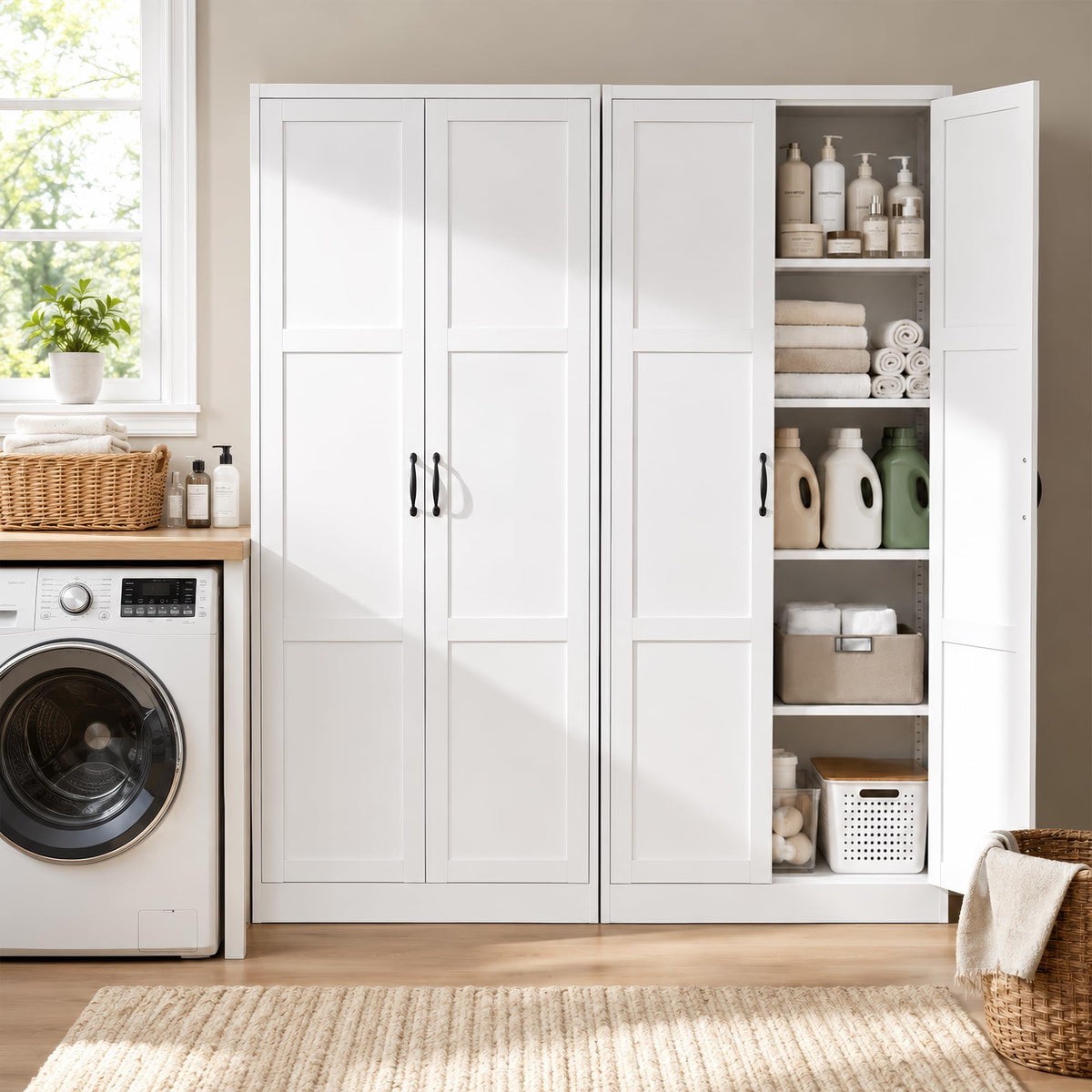 Tivostaral 71” Metal Kitchen Pantry Storage Cabinet with Adjustable Shelves