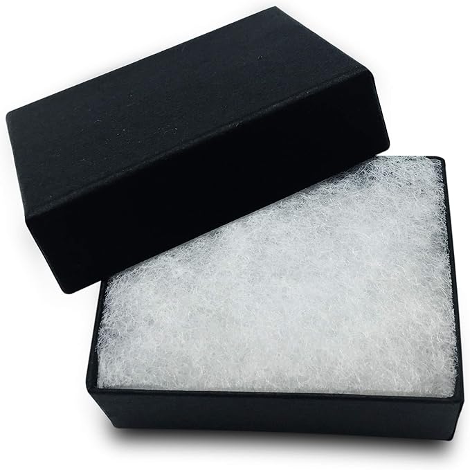 TheDisplayGuys - 25-Pack #11 Cotton Filled Cardboard Paper Jewelry Boxes Gift Case - Matte Black (2.1" x 1.8" x 0.8") - for Shipping or Storage