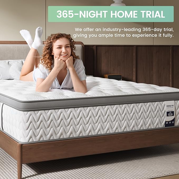 Queen Mattress 14 Inch, 5-Zone Deep Sleep Firm Mattress with Extra Lumbar & Shoulder Support, Hotel Collection Hybrid Mattresses Pain Relief - Fiberglass Free & No Odor - 365 Night Trial
