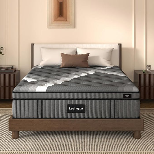 California King Mattress,Lechepus 14Inch Soft Memory Foam Hybrid Mattress in Box,Plush Cal King Size Mattress with Pocket Coil for Back Pain Relief,Motion Isolation