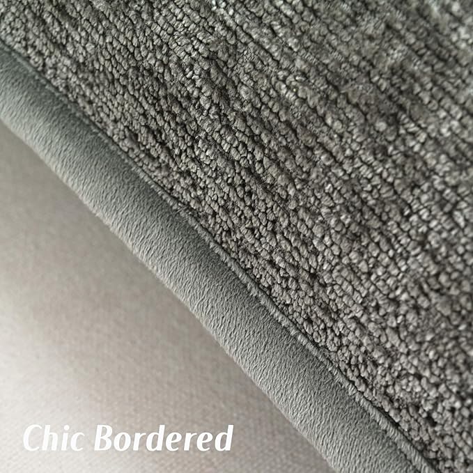 FUTEI Grey Chenille Throw Pillow Covers 26x26 Inch Set of 2,Soft Cozy Bound Edge Design Euro Pillow Sham,Home Decor for Couch Bed Living Room