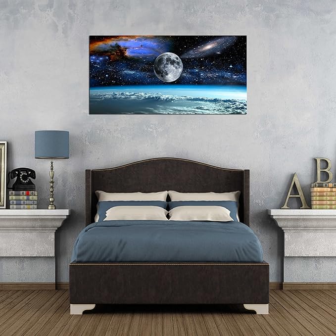 XXM WallArt FC2562 Space View From Earth Canvas Wall Art Landscape Modern Decor Abstract for Living Room, Bedroom, Kitchen, Home and Office