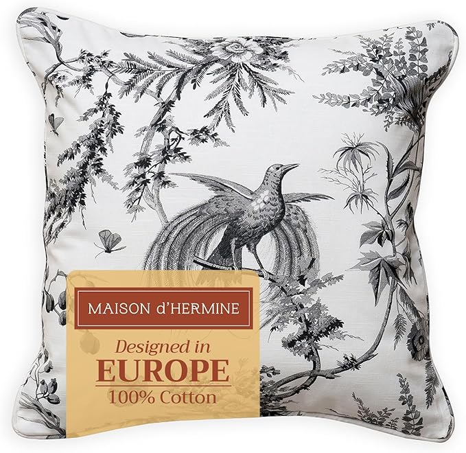 Maison d' Hermine Decorative Pillow Covers 20x20 Inch Square 100% Cotton Throw Pillow Covers with Invisible Zipper for Living Room Couch, Chair, Sofas, Bedroom, Home (Paradise - Mid Night)