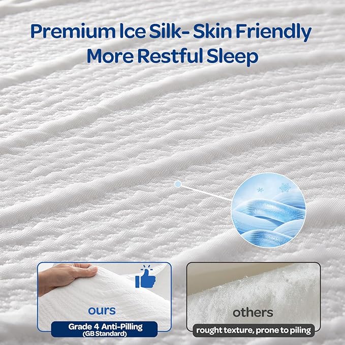 OhGeni 12 Inch Queen Size Mattress, Cooling Gel Memory Foam Bed Mattresses in a Box, Cool Touch Surface, Medium Feel, Ergonomic Support, Pressure Relief, CertiPUR-US Certified Foam, Designed in USA