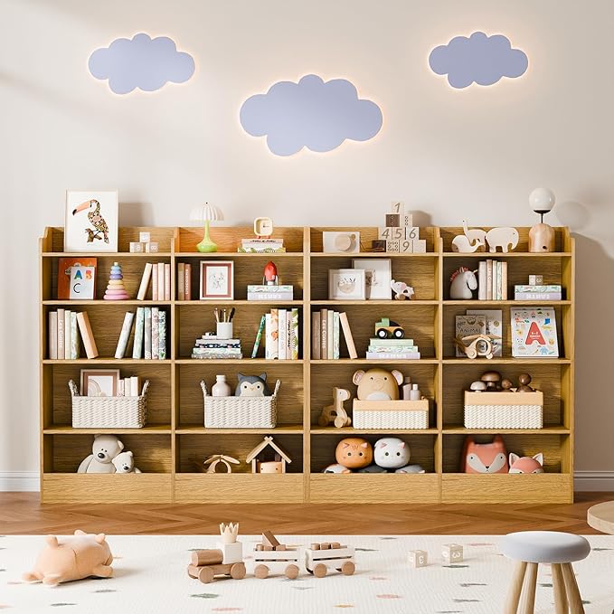 Cozy Castle 5 Tier Kids Bookshelf, 10 Cube Kids Toy Storage Organizer,Toddler Bookcase Storage Cabinet for Playroom, Bedroom, Kids Room, Reading Nook,Nursery (Natural)