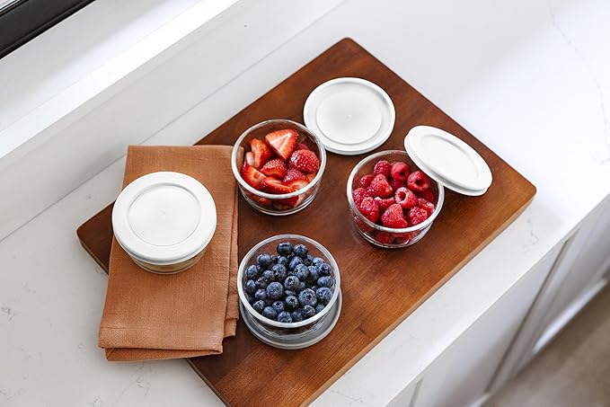 8-Piece Glass Food Storage Containers Set (4 Containers + 4 BPA-Free Lids) | 7-Ounce, Leakproof | Microwave, Freezer, Oven & Dishwasher Safe | Ideal for Meal Prep & Pantry Organization