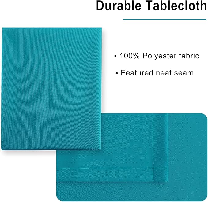 Hiasan Rectangle Tablecloth - Water Resistant and Spillproof Kitchen Washable Polyester Fabric Table Cloth for 6 Foot Tables, 60 x 140 Inch, Turquoise