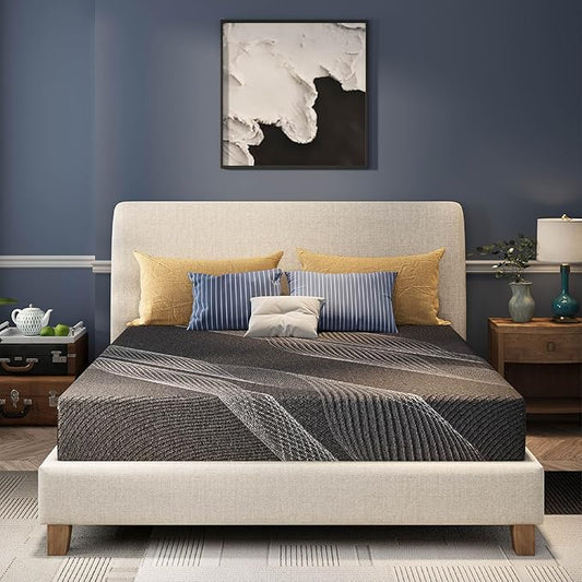 CH CHARME HOUSE 8 Inch Full Mattress, Bamboo-Charcoal Memory Foam Mattress, Cooling & Pressure Relief, Bed in a Box, Foam Made in USA & CertiPUR-US Certified, 54'x75'x8', Black