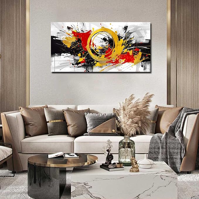 Abstract Wall Decor for Bedroom - Modern Wall Art for Living Room Ready to Hang Size 24" x 48"