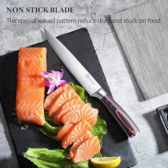 PAUDIN 8-Inch Carving Knife - Ultra Sharp Brisket Slicing Knife, Premium German Stainless Steel With Ergonomic Handle for BBQ, Roast, Meats and Vegetables
