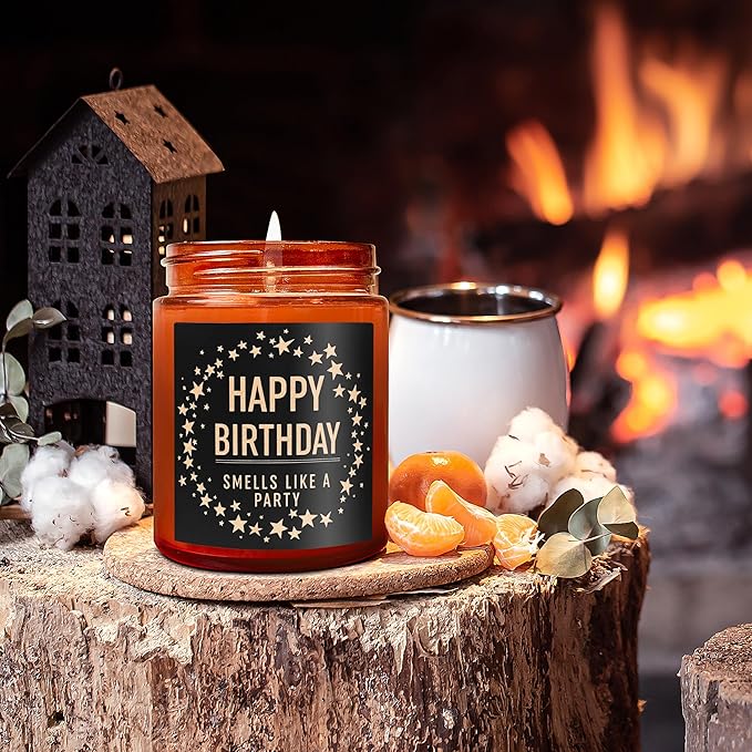 Funny Happy Birthday Gifts for Best Friend Women Men - Birthday Party Candle - Bday Presents for Mom Wife Sister Girlfriend Daughter Coworker - Relaxing Vanilla Ice Cream Soy Candle for Her