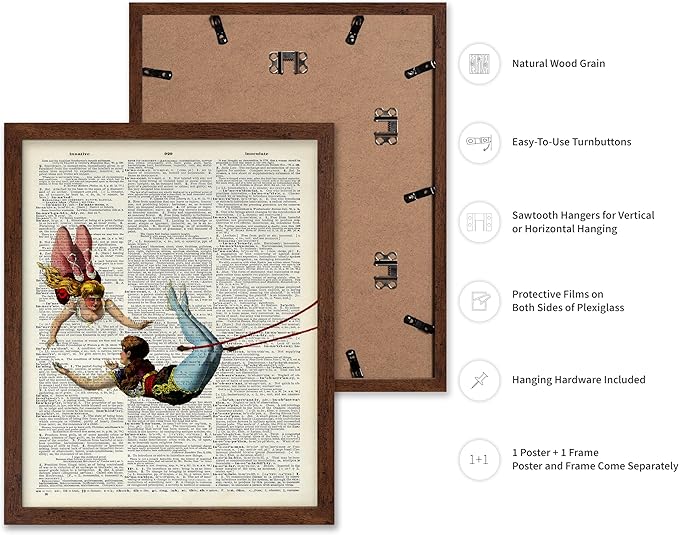 Poster Master Dictionary Art Poster - Acrobat Print - Circus Art - Entertainment Art - Gift for Men, Women & Performer - Chic Decor for Living Room, Bedroom, Dorm or Office, 8x10 Brown Framed