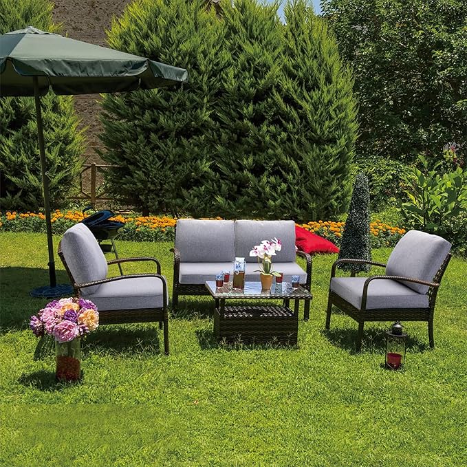 JMGBird Patio Chair Cushion Set, Outdoor Seat Cushion 24"x24" Patio Cushions for Outdoor Furniture