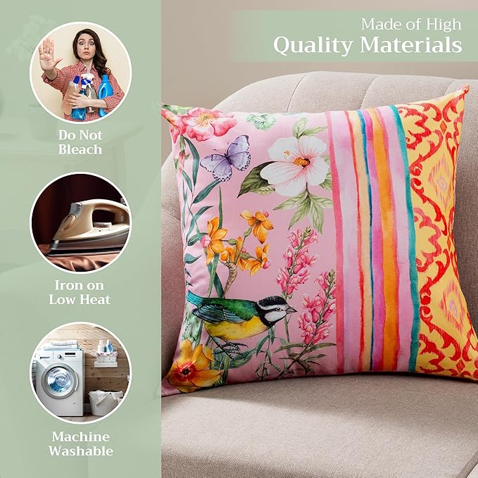Maison d' Hermine Decorative Pillow Covers 18 x 18 Inch Square 100% Cotton Throw Pillow Covers with Invisible Zipper for Living Room Couch, Chair, Sofas, Bedroom, Home (Hesperides - Glamour)
