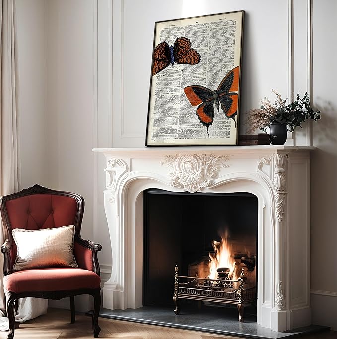Poster Master Dictionary Art Poster - Butterflies Print - Moth Art - Butterfly Art - Insect Art - Gift for Men, Women & Animal Lover - Chic Decor for Living Room or Bedroom - 11x14 UNFRAMED Wall Art