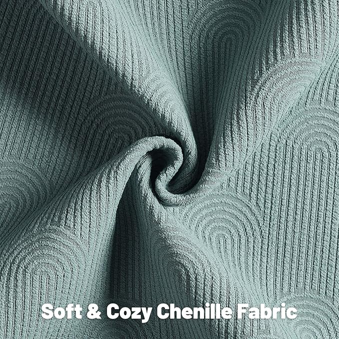 FUTEI Grey Blue Chenille Decorative Throw Pillow Covers 18x18 Inch Set of 2,Soft Cozy Striped Geometric Patterns Cushion Case,Modern Home Decor for Couch Bed Living Room