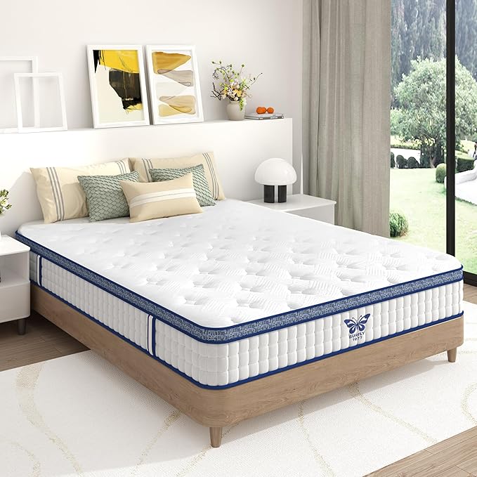 Full Mattress, 12 Inch Hybrid Mattress in a Box, Memory Foam and Individual Pocket Springs, Medium Firm Comfort, Motion Isolation, Ideal for All Sleep Positions, CertiPUR-US Certified