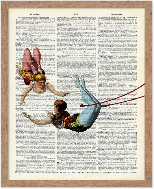 Poster Master Dictionary Art Poster - Acrobat Print - Circus Art - Entertainment Art - Gift for Men, Women & Performer - Chic Decor for Living Room, Bedroom, Dorm or Office, 8x10 Beige Framed