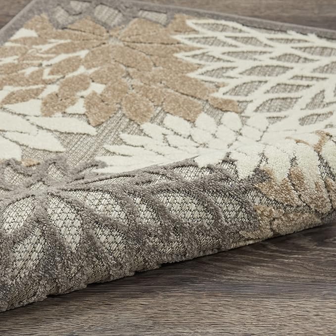 Nourison Home Aloha Indoor/Outdoor Floral Natural 5'3" x 7'5" Area Rug (5' x 8'), 5'3"X7'5",