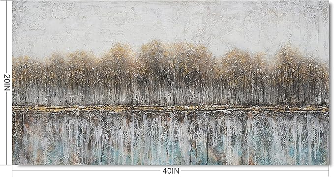 NdcSkyArt Canvas Wall Art for Bedroom, Tree Farmhouse Wood Neutral Watercolor Painting Gray Brown Silver Birch Prints for Rustic Home Living Room Sofa Background Decor