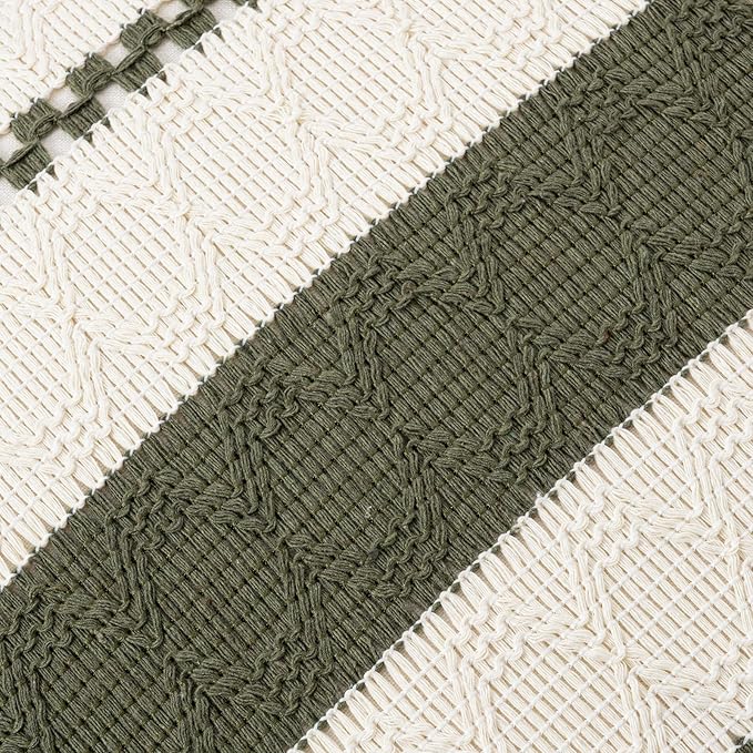 Fancy Homi Set of 2 Boho Olive Green Decorative Throw Pillow Cover 20x20 Inch for Couch Bed Sofa, Aesthetic Modern Organic Farmhouse Home Decor, Soft Cotton Cute Accent Macrame Woven Cushion Case