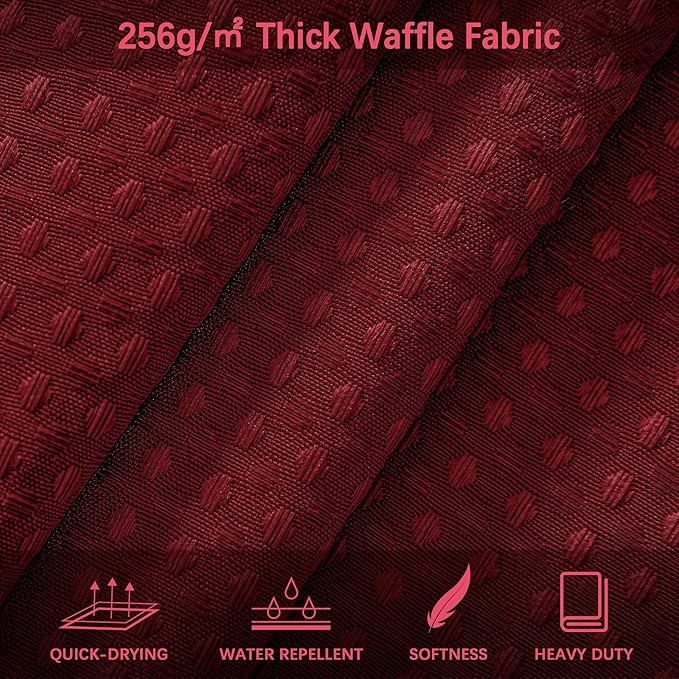 Extra Long Shower Curtain, 96 Inch Long Waffle Weave Heavy Duty Thick Cloth Bathroom Shower Curtain, Neutral Weighted Hotel Bath Curtain Set with 12 Hooks, 72x96 Burgundy