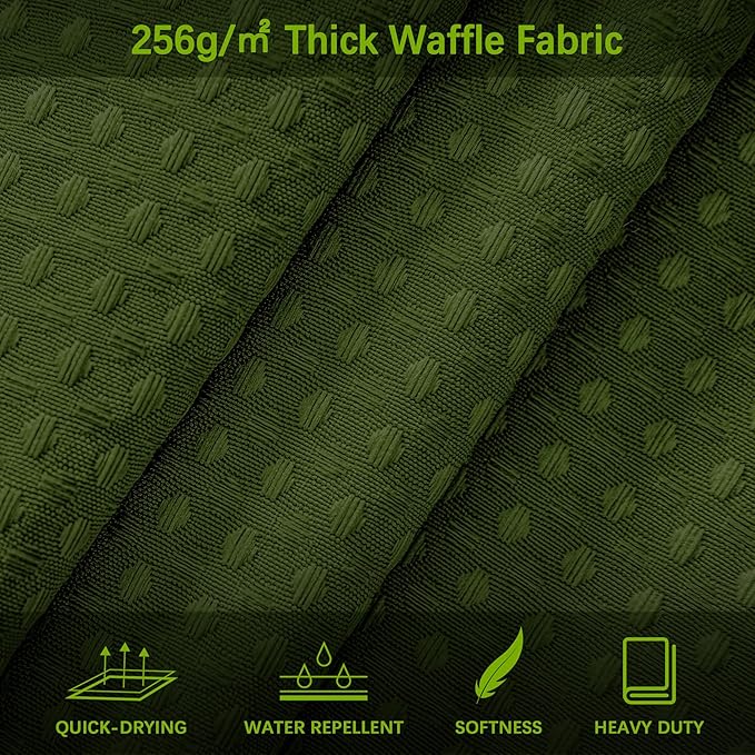 Green Stall Shower Curtain Waffle Weave Fabric, Luxury Waterproof Shower Curtains, 256GSM Heavy Duty Camper Shower Curtain for Travel Trailers with 6 Metal Hooks, 36Wx72H Bright Green