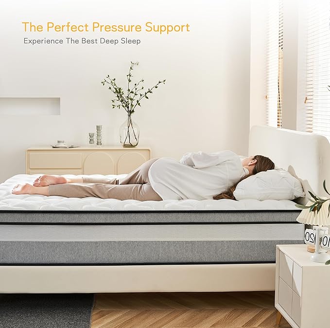 King Mattress, 12 Inch King Size mattresses | Medium Firm - Cooling Gel Memory Foam & Zoned Pocket Coils for Pressure Relief, Spinal Alignment & Extra Lumbar Support | Motion Isolation |