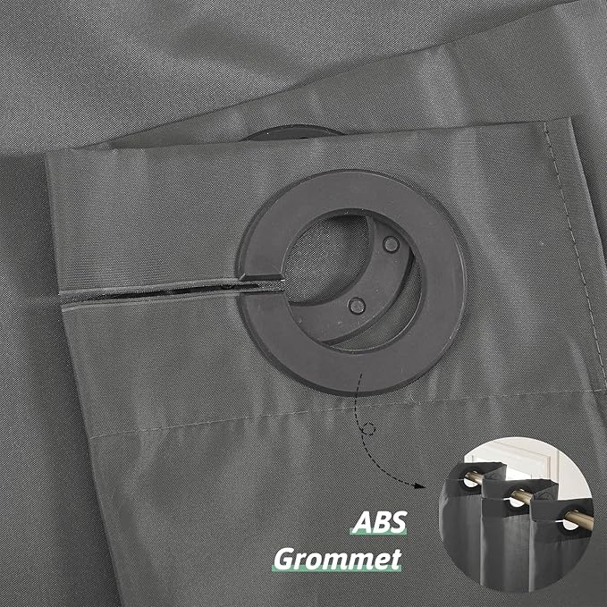 No Hook Stall Size Shower Curtain,48 x 84 Inch Small Half Narrow Shower Curtain Liner,Waterproof Fabric Bathroom Curtains with 6 Plastic Split Grommets,Hotel Grade Machine Washable,Dark Grey