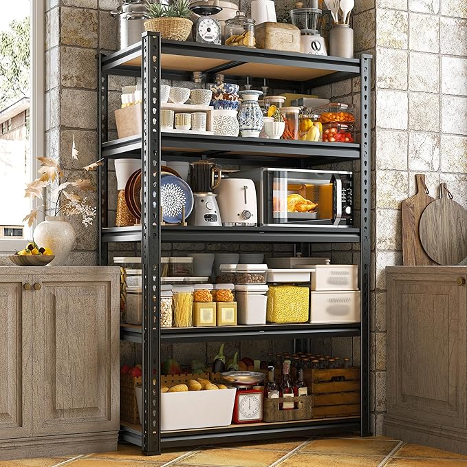 REIBII Storage Shelves 2020LBS Garage Shelving Heavy Duty Metal Shelving 5 Tier Metal Shelf for Kitchen Warehouse Basement 28" W x 12" D x 59.8" H, 4 Pack