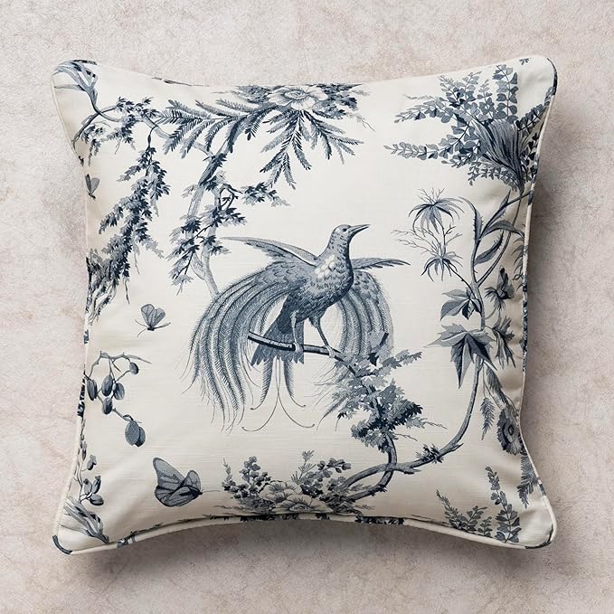 Maison d' Hermine Decorative Pillow Covers 20x20 Inch Square 100% Cotton Throw Pillow Covers with Invisible Zipper Cushion Case for Living Room Couch, Chair, Sofas, Bedroom, Home (Paradise - Delft)