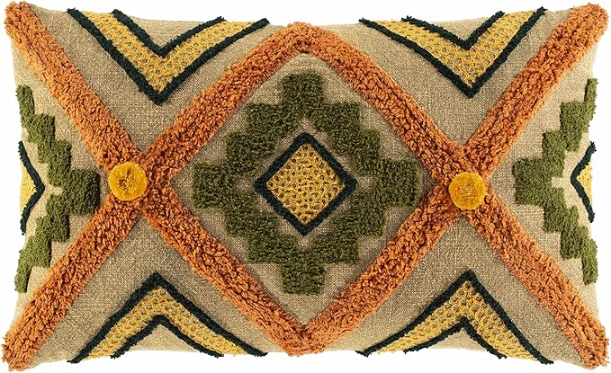 Hauteloom Skibbereen Decorative Throw Pillow Cover with Down Goose Feather Insert - Sofa Couch Cushion Cover - Orange