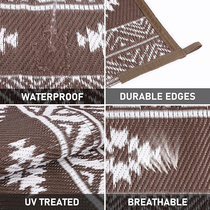 HiiARug Outdoor Rug for Patios Clearance 5'x7' Outdoor Plastic Straw Rug Waterproof Patio Camping Rug Reversible RV Mat Outdoor Area Rugs for Outdoors, RV, Patio, Backyard, Deck, Camping