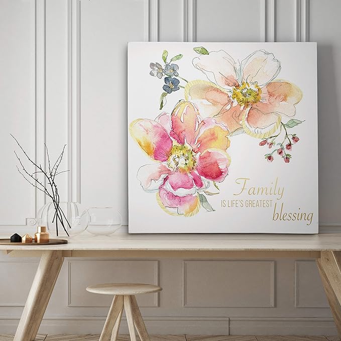 Wexford Home Family Blessing Gallery Wrapped Canvas Wall Art, 16x16, Multicolor