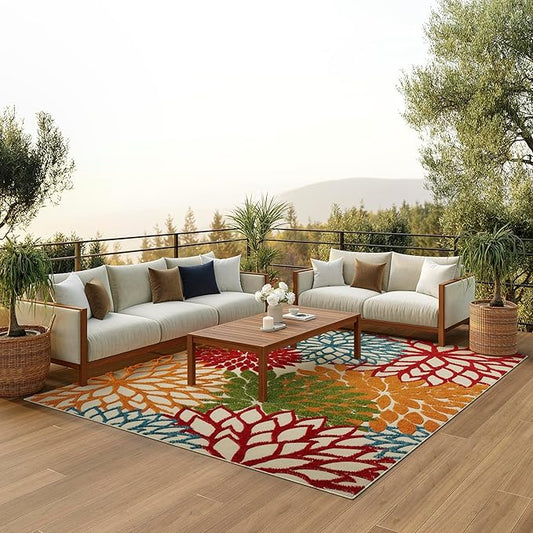 Nourison Home Aloha 94" x 126" Fabric Indoor/Outdoor Rug in Multi-Color