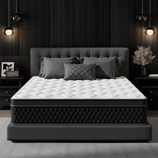 10 Inch Twin Mattress,Memory Foam Hybrid Mattress in a Box,Individually Pocketed Springs for Isolate Motion, Pressure Relief, CertiPUR-US Certified, Fiberglass Free & Support Comfort