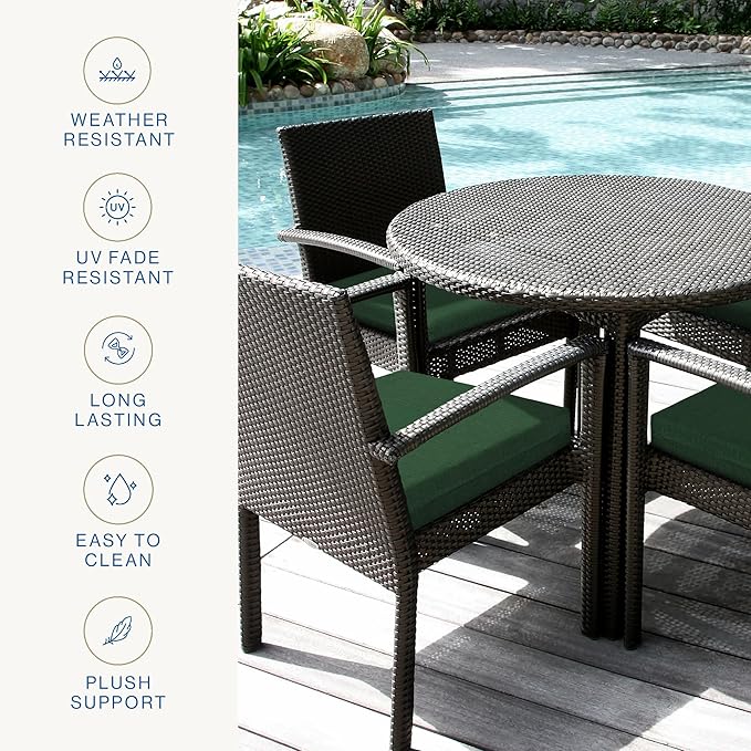 Honeycomb Outdoor Essentials Set of 2 Square Seat Pads, 19 x 19, Hampton Texture Hunter Dining Chair Cushions for Patio Furniture