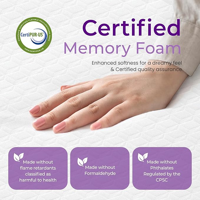 GAESTE 8 Inch Queen Cooling Gel Memory Foam Mattress for Cool Sleep Medium Firm CertiPUR-US Certified Foam, Mattress in a Box Pressure Relief Removable Cover No Fiberglass (Queen, 8 in)