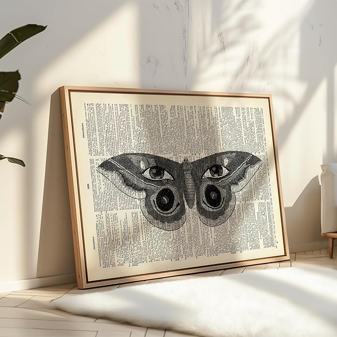 Poster Master Dictionary Art Poster - Butterfly Print - Eyes on Wings Art - Insect Art - Gift for Men, Women & Animal Lover - Gothic Decor for Living Room, Bedroom or Dorm, 18x24 Unframed Wall Art