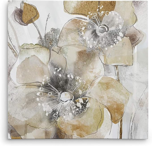 Wexford Home Taupe Spring Poppy II Gallery Wrapped Canvas Wall Art, 10x10,